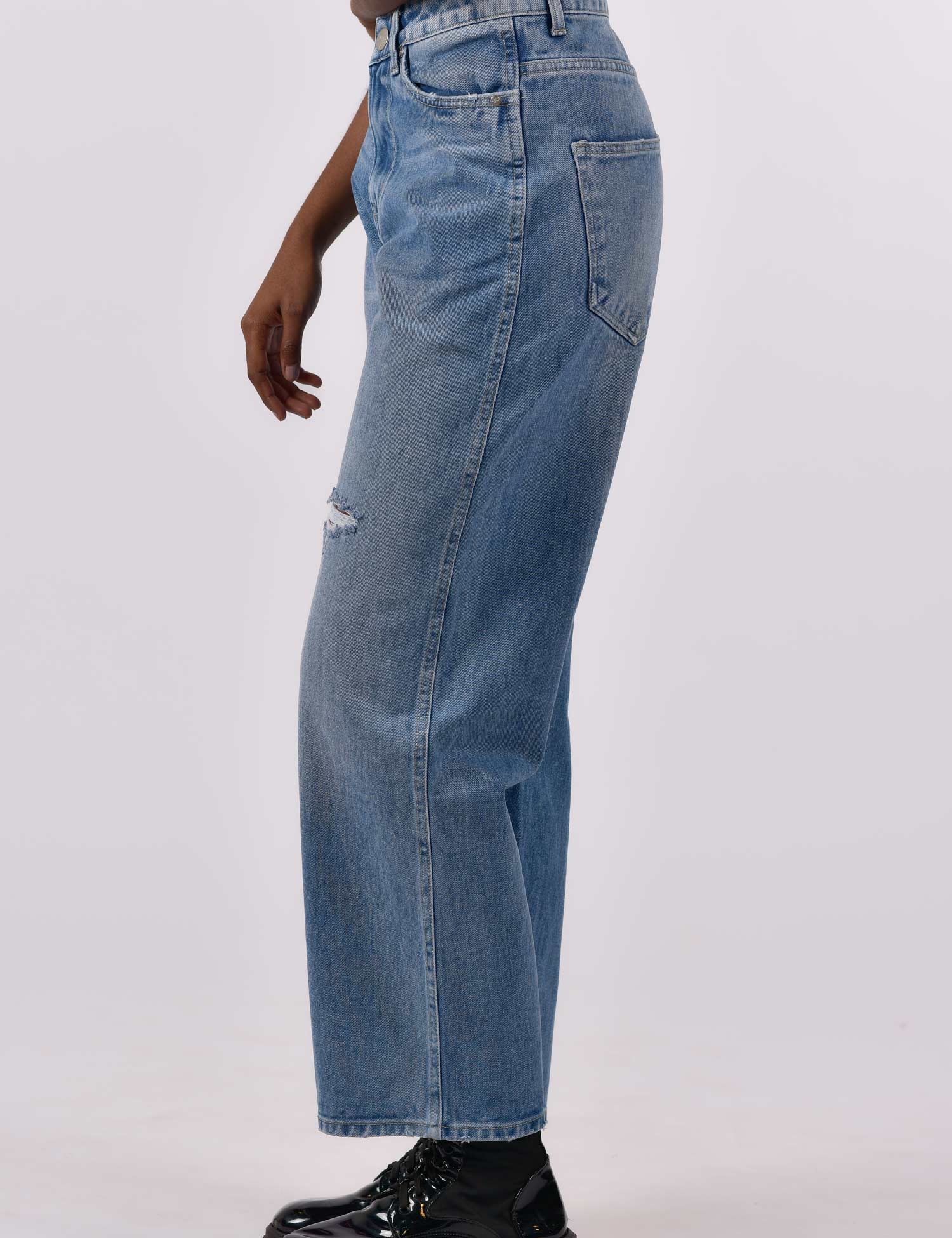 High Waist Torn Denim Jeans