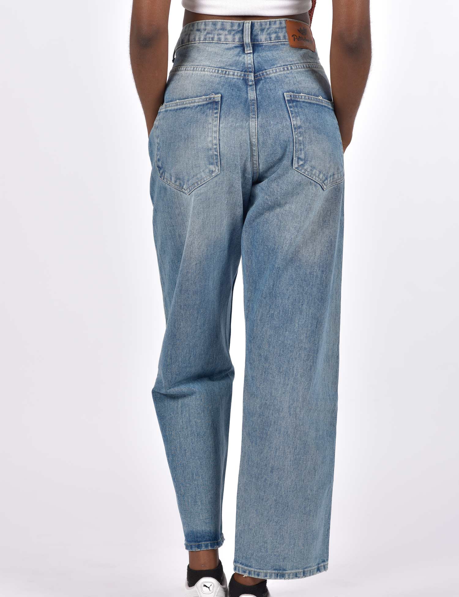 High Waist Solid Pattern Denim Jeans